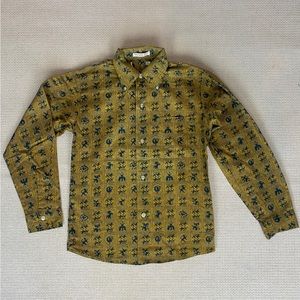 VINTAGE Boys 70s Button Up Shirt Dragons Eagles Horses